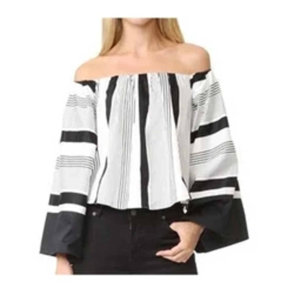 Kendall & Kylie Off-Shoulder Striped Blouse Misses Size XS